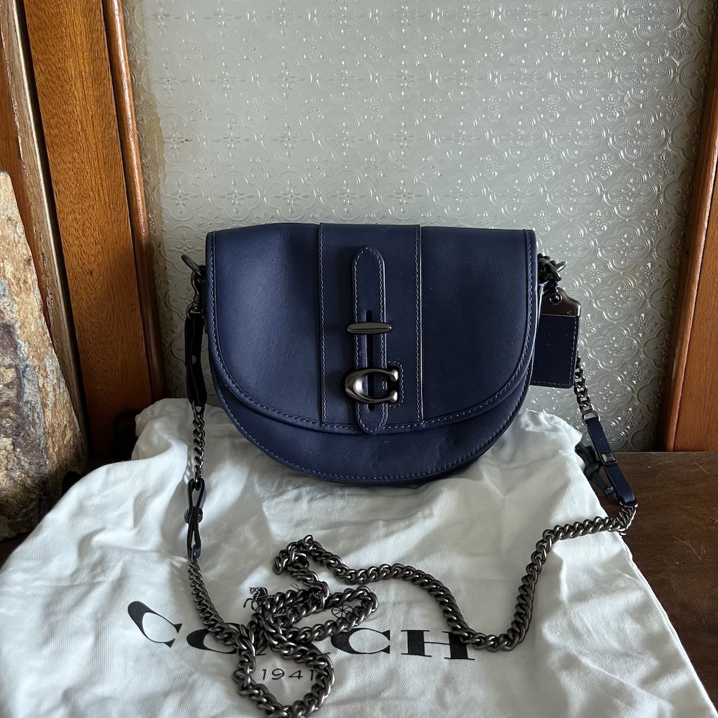 Coach half moon crossbody bag navy - September Store